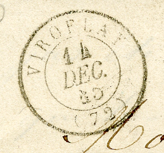Cachet postal du bureau de Viroflay le 14 décembre 1845. (coll. part.)
