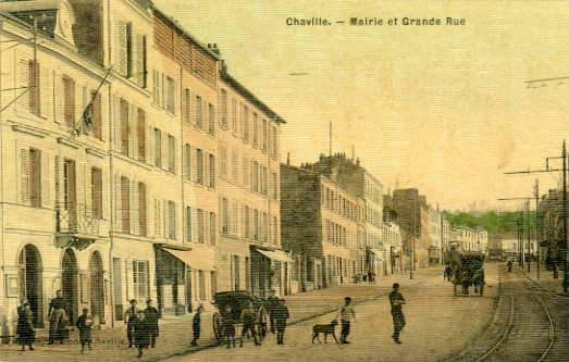 La Mairie au début du XXème siècle. CPA coloriée toilée.