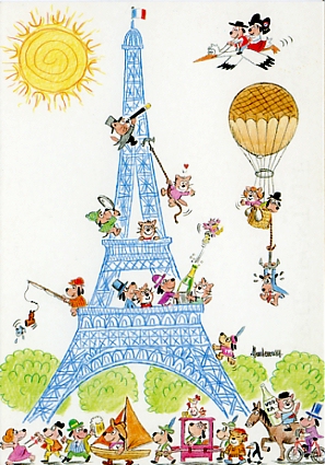 Levallois-Perret 1889-1989 : Centenaire de la Tour Eiffel. Création BARBEROUSSE. Ed. Club des Créateurs et Cartophiles Contemporains, CPM d’une série M17/37