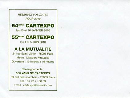 Annonce des Cartexpo 2010 : 54ème 15-16 janvier et 55ème 4-5 juin