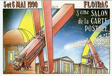 CP souvenir du 3me salon de Floirac, 5-6 mai 1990.  Cration Bernard VEYRI. Ed. Assoc. cartophile de l’Entre-deux -mers. Tirage 3000ex.