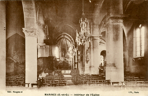 Église Saint-Remi, inscrite monument historique en 1926, chapelle classée en 1981. Elle fut érigée entre 1535 et 1562. CPA sépia circulée le 23 juillet 1945(coll. part.)