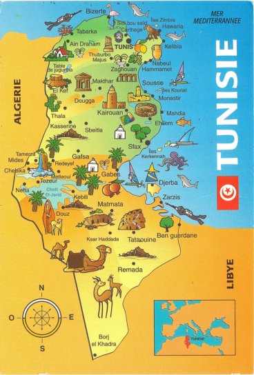 Carte de la Tunisie.