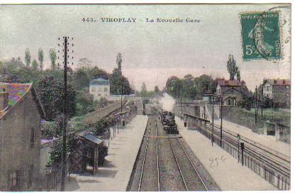 Autre vue de la gare rive-gauche coloriée avec le passage d’un rapide venant de Bretagne.(coll. part.)