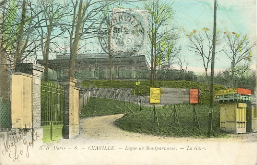 Coloriée à grandes touches, cette vue de la gare de Chaville Rive-Gauche est encore bien champêtre (coll. part.)