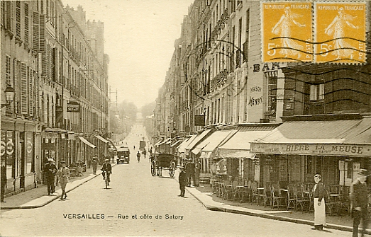 Angle de la rue de Satory avec l’avenue de Sceaux, près du château. CPA E. Malcuit non circulée. (coll. part.)