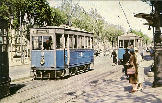 Deux trams avenue de Saint Cloud à Versailles.